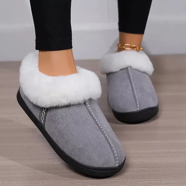 fuzzy slippers, fur slippers, suede slippers, thick sole slippers, closed toe slippers, fluffy slippers