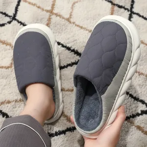Winter Plush Thick Sole Home Slippers Warm Cushioning Closed-Toe House Shoes