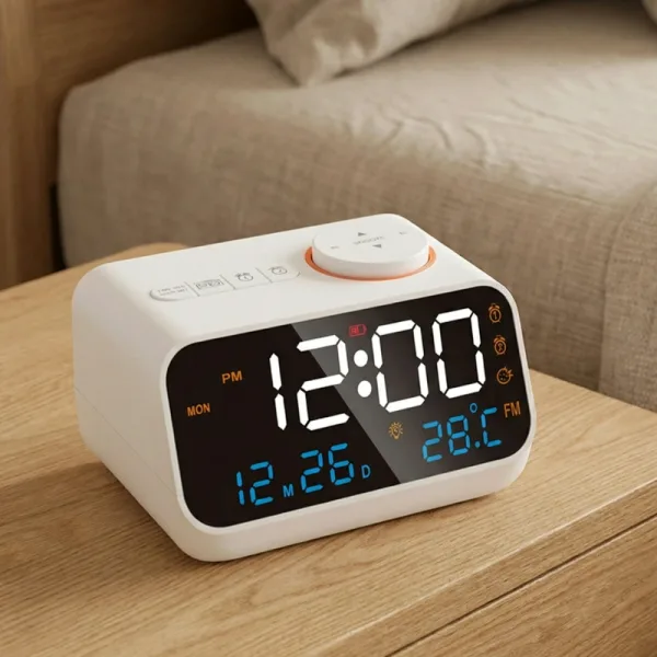 led alarm clock, radio alarm clock, alarm clock weather station,